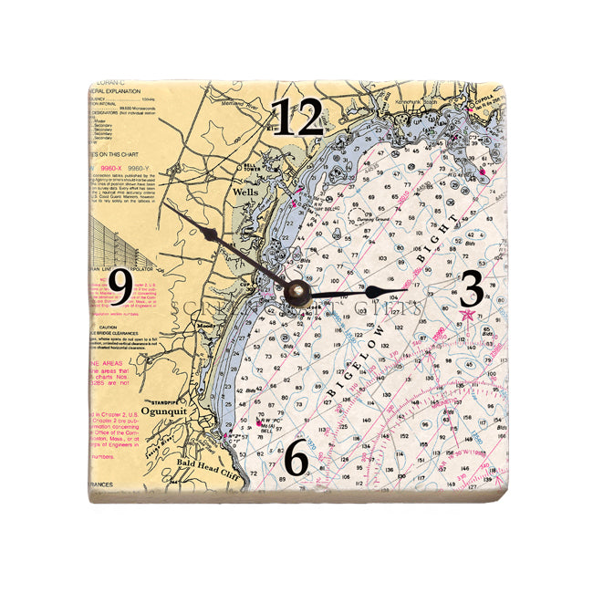 Wells Beach, ME - Marble Desk Clock