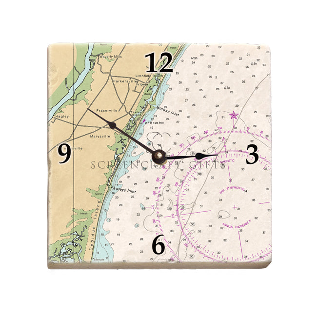 Pawleys Island, SC - Marble Desk Clock