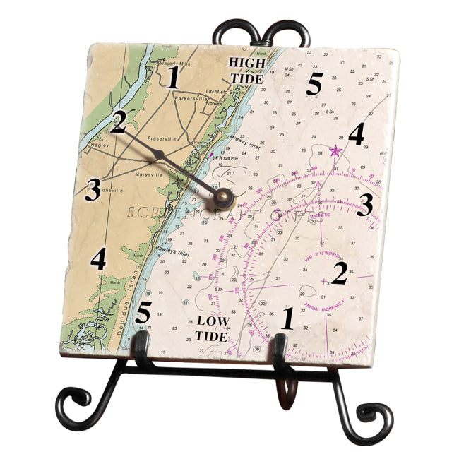 Pawleys Island, SC - Marble Tide Clock