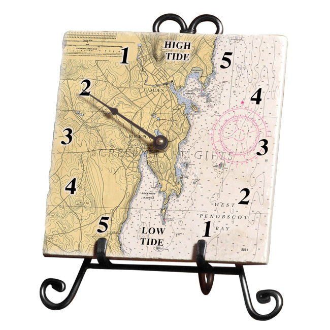 Rockport, ME - Marble Tide Clock