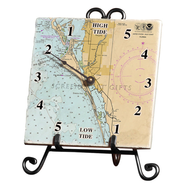 Siesta Key, FL - Marble Tide Clock