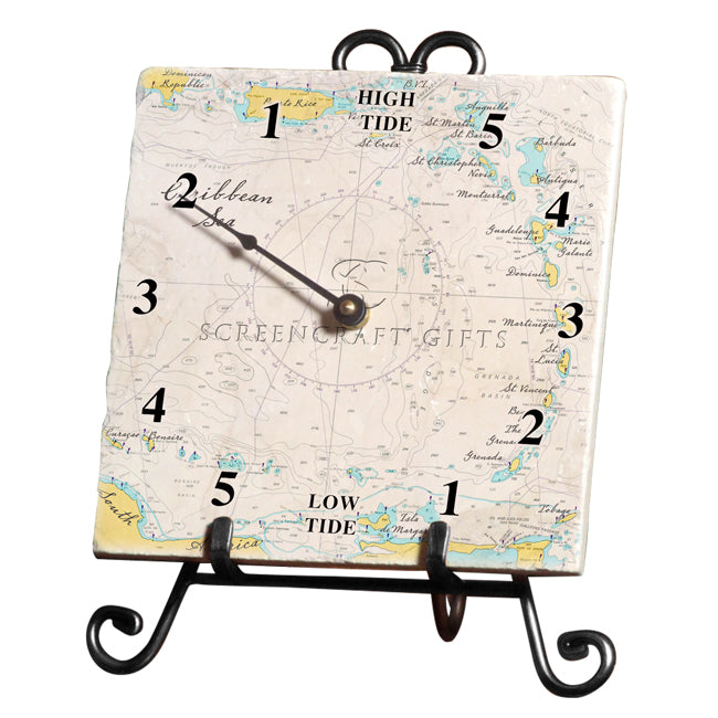 The Caribbean Sea- Marble Tide Clock