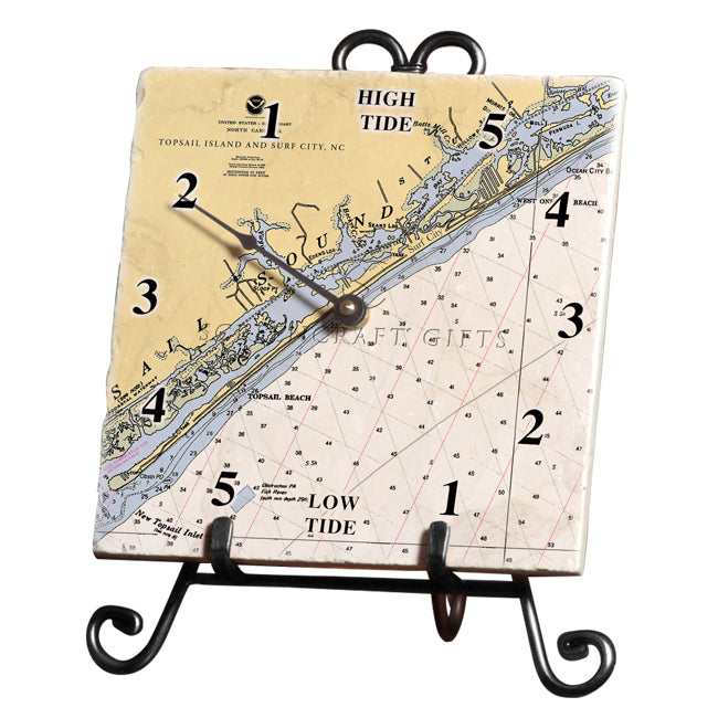 Surf City, NC  - Marble Tide Clock