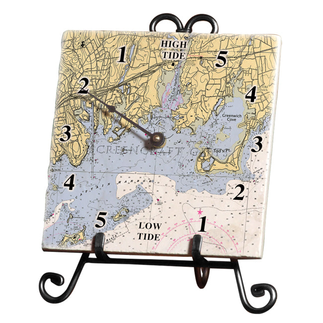 Greenwich, CT Marble Tide Clock ScreenCraftGifts