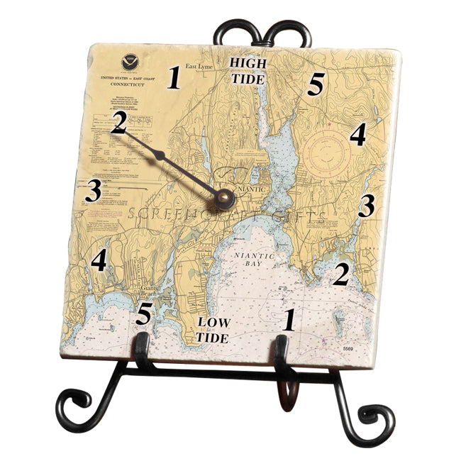Niantic, CT Marble Tide Clock ScreenCraftGifts