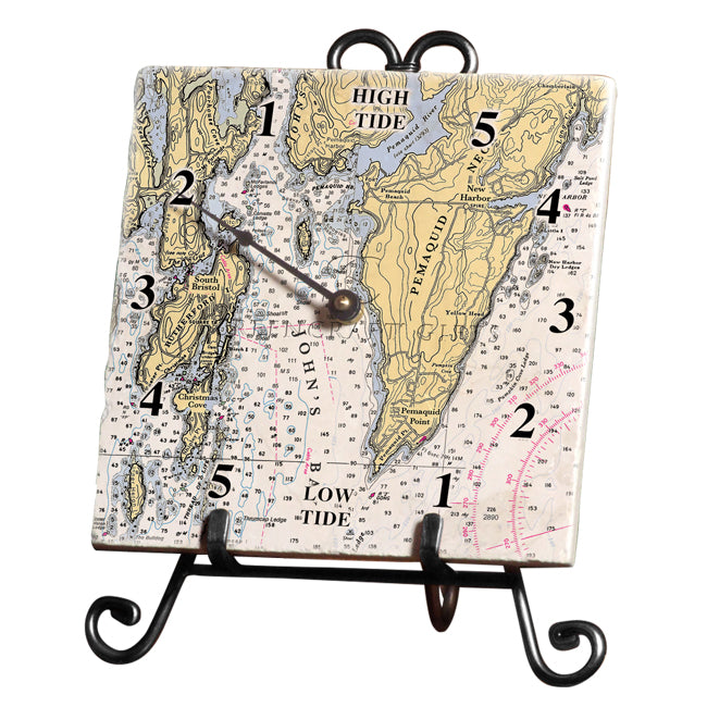 Pemaquid Neck, ME - Marble Tide Clock