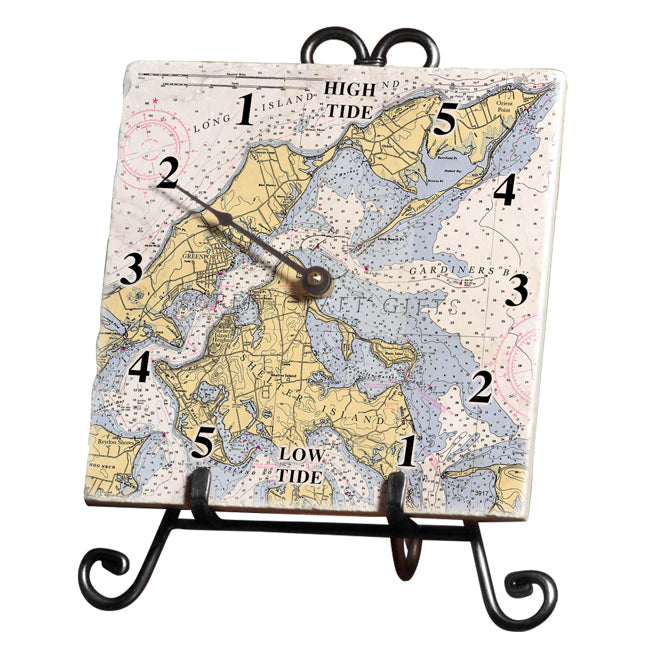 Gardiners Bay, NY - Marble Tide Clock