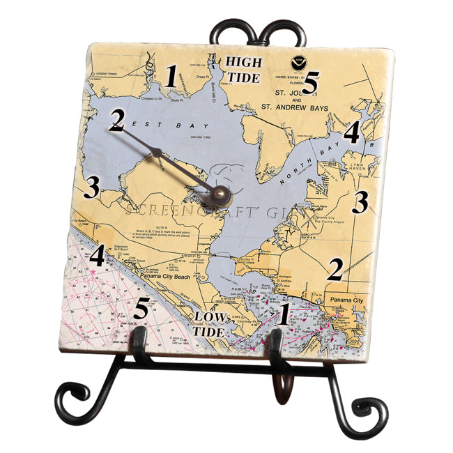 Panama City Beach, FL - Marble Tide Clock