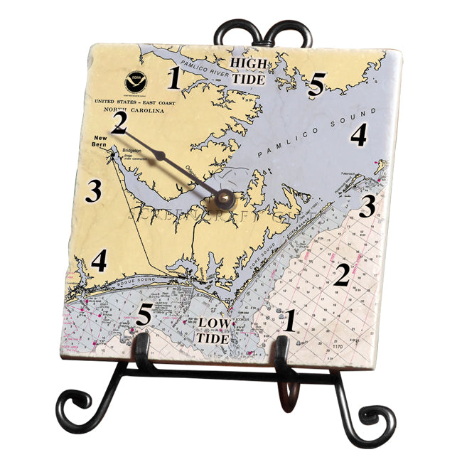 New Bern, NC - Marble Tide Clock