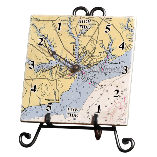 Oriental, NC - Marble Tide Clock
