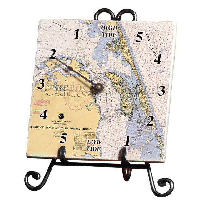 Nags Head, NC - Marble Tide Clock