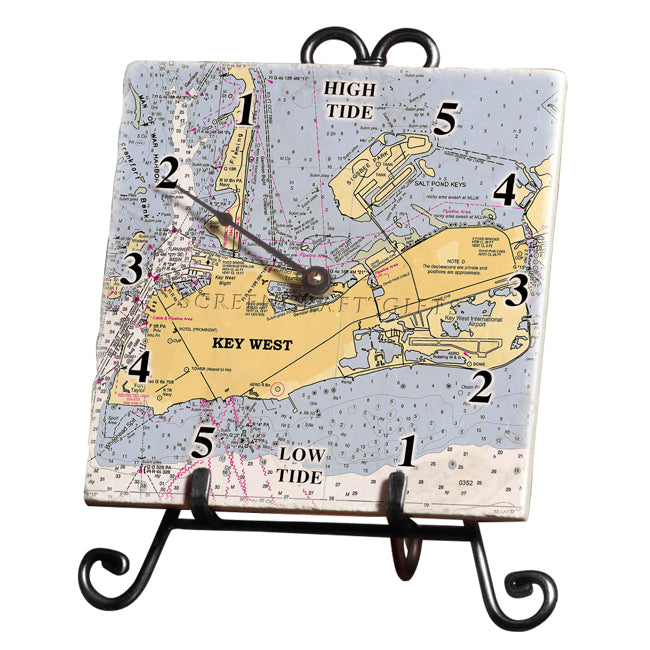 Key West, FL - Marble Tide Clock