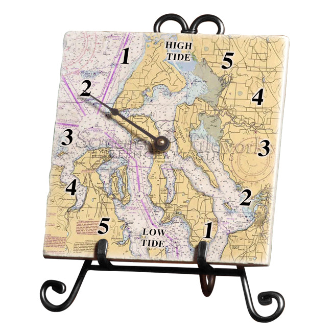 Whidbey Island, WA - Marble Tide Clock