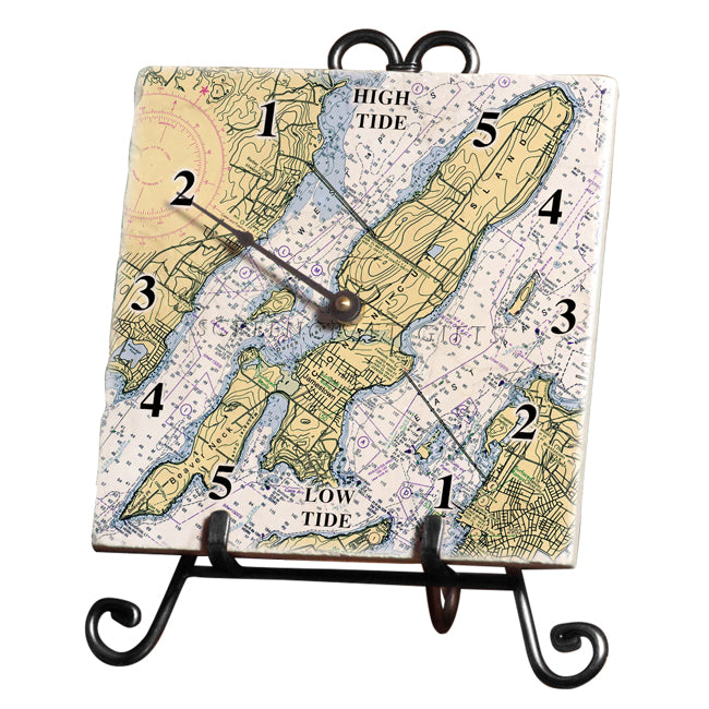 Jamestown, RI Marble Tide Clock ScreenCraftGifts