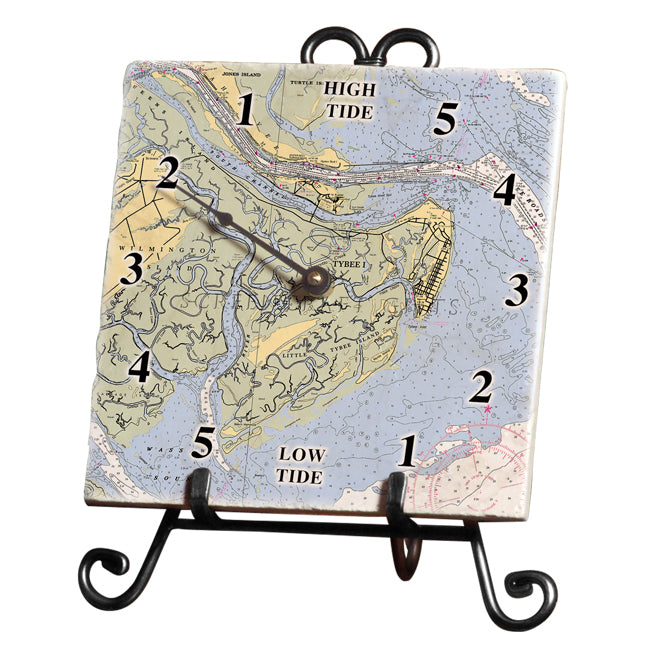 Tybee Island, GA  - Marble Tide Clock