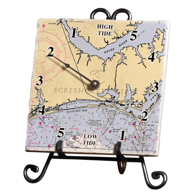 Emerald Isle, NC - Marble Tide Clock