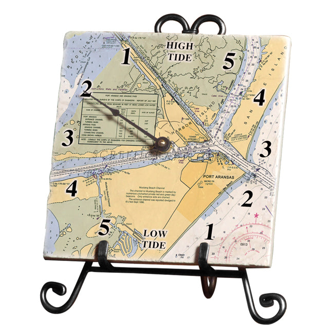 Port Aransas, TX - Marble Tide Clock