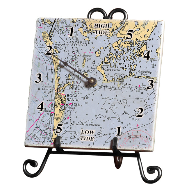 Boca Grande, FL Marble Tide Clock ScreenCraftGifts