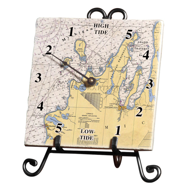 Traverse City, MI -  Marble Tide Clock