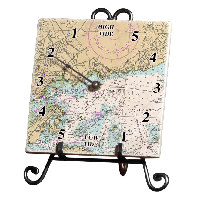 Beverly Harbor, MA Marble Tide Clock ScreenCraftGifts