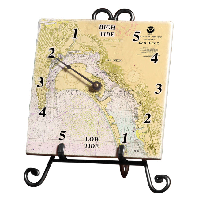 San Diego, CA -  Marble Tide Clock