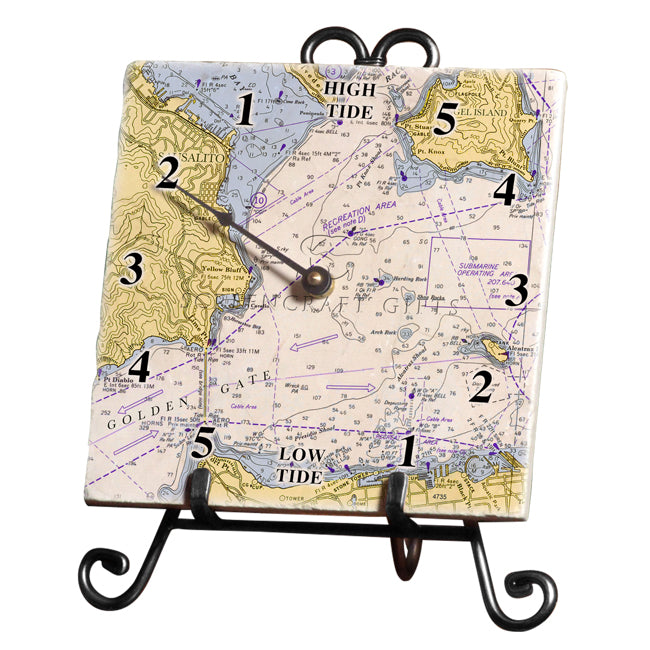 Sausalito, CA  - Marble Tide Clock