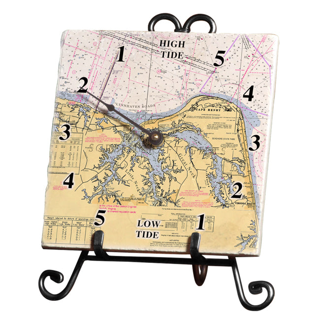 Cape Henry, VA  - Marble Tide Clock