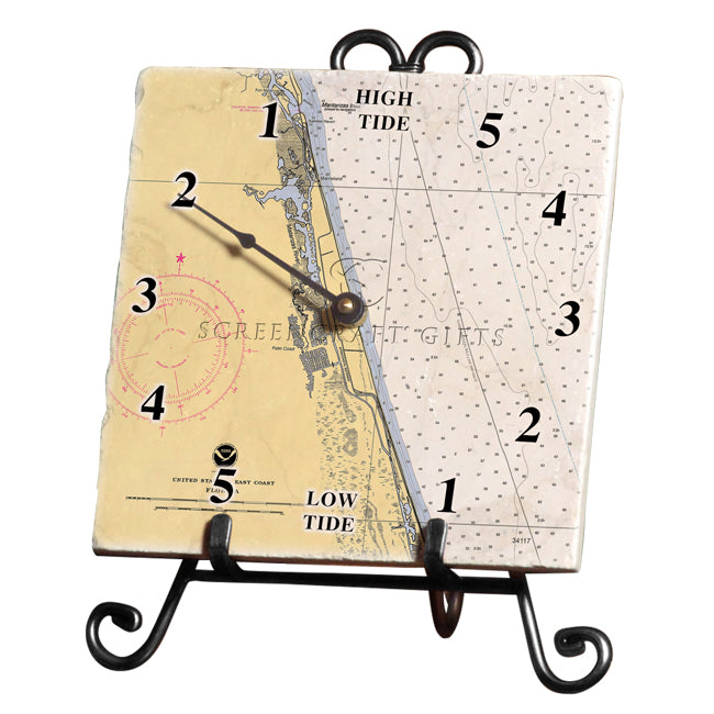 Palm Coast, FL - Marble Tide Clock
