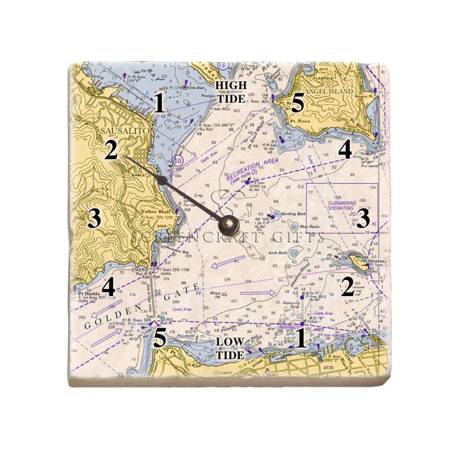 Sausalito, CA  - Marble Tide Clock