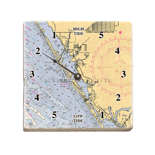 Manasota Key, FL  - Marble Tide Clock