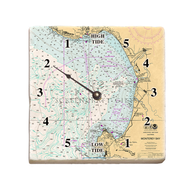 Monterey, CA -  Marble Tide Clock