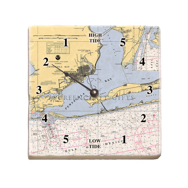 Pensacola, FL- Marble Tide Clock