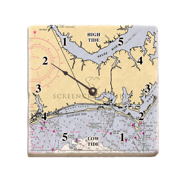 Emerald Isle, NC - Marble Tide Clock