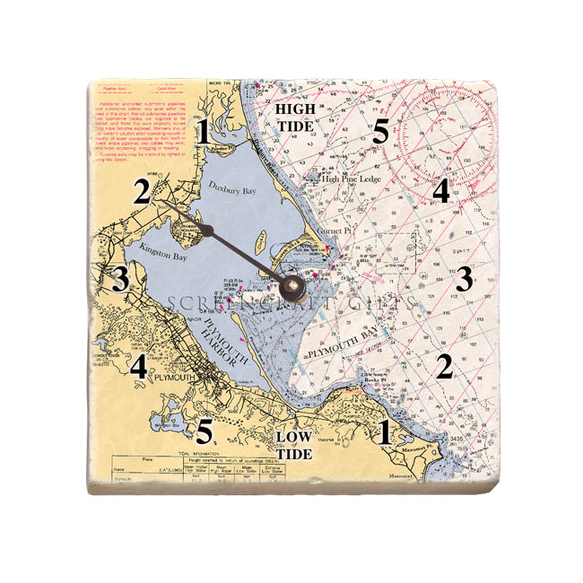 Plymouth, MA- Marble Tide Clock