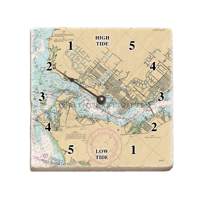 Cape Coral, FL - Marble Tide Clock
