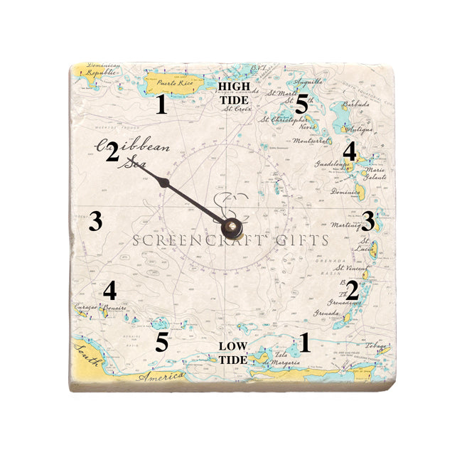 The Caribbean Sea- Marble Tide Clock