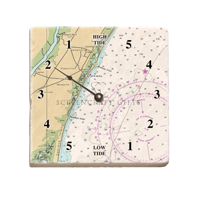 Pawleys Island, SC - Marble Tide Clock