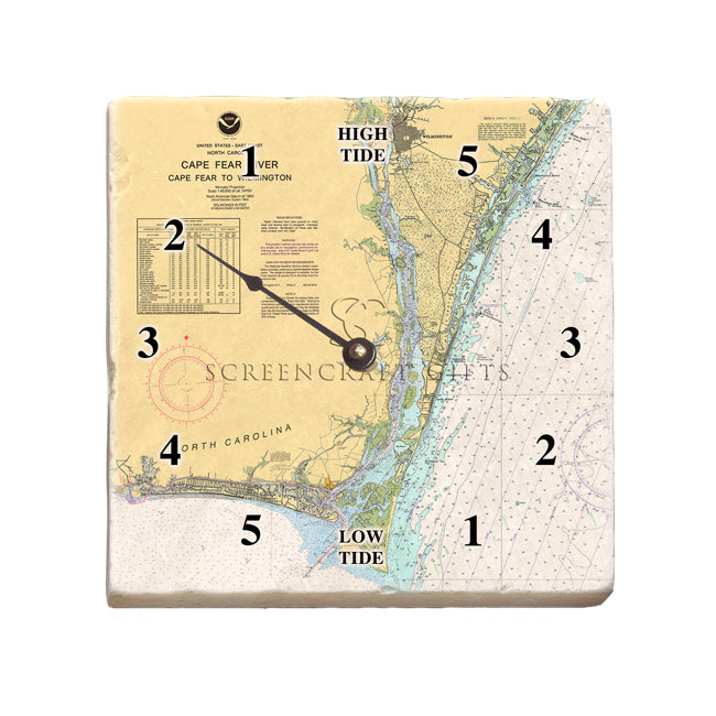 Cape Fear, NC - Marble Tide Clock