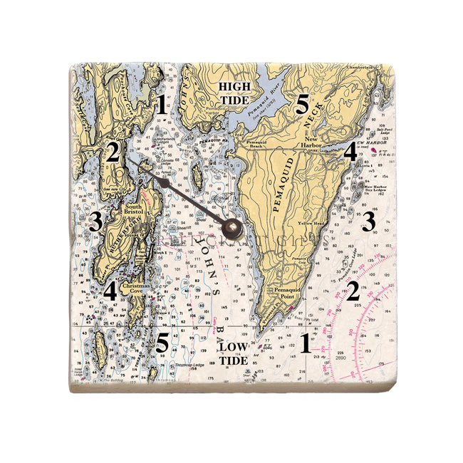 Pemaquid Neck, ME - Marble Tide Clock