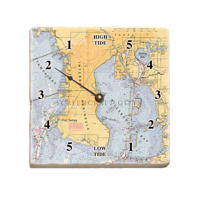 Tampa Bay, FL- Marble Tide Clock