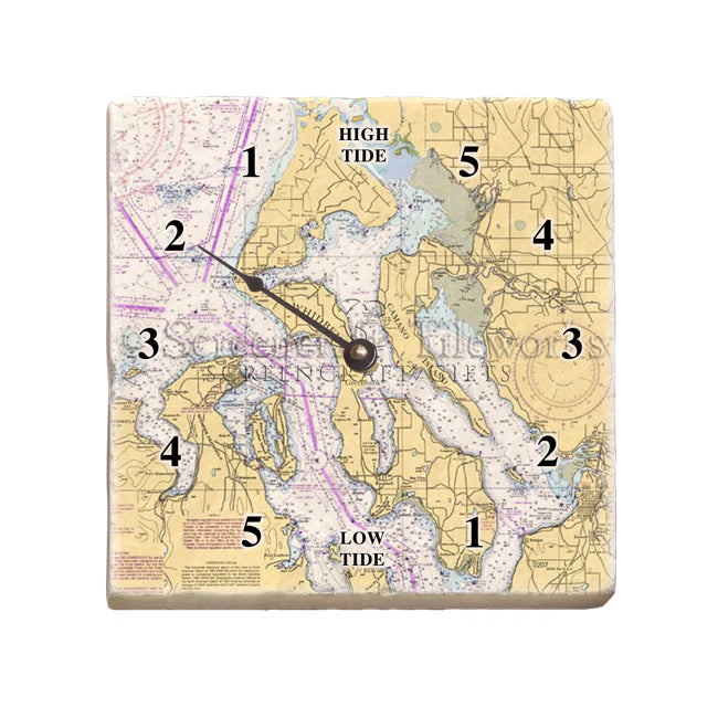 Whidbey Island, WA - Marble Tide Clock