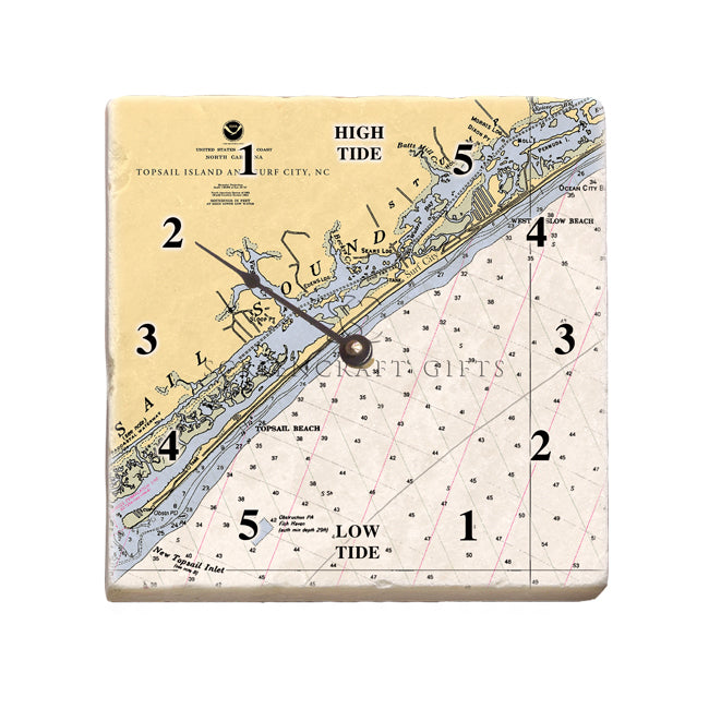 Surf City, NC  - Marble Tide Clock
