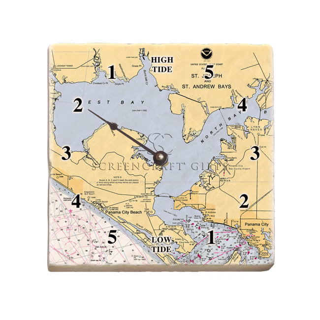Panama City Beach, FL - Marble Tide Clock