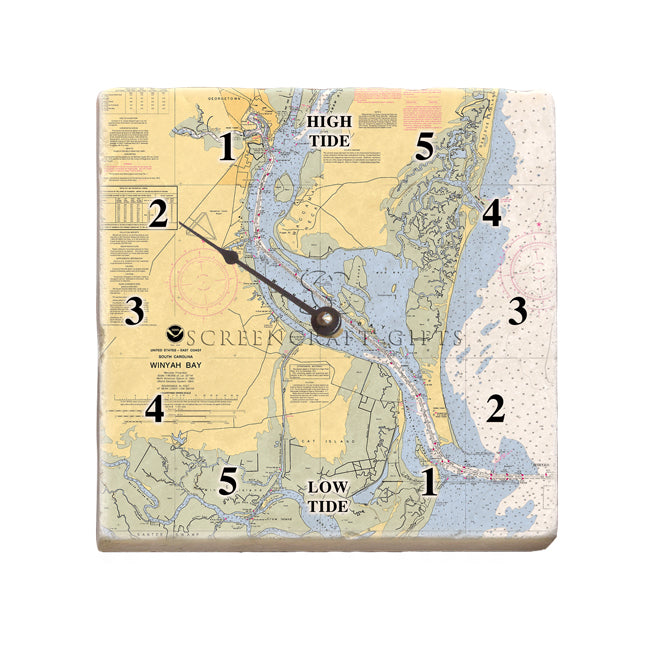 Winyah Bay, SC - Marble Tide Clock