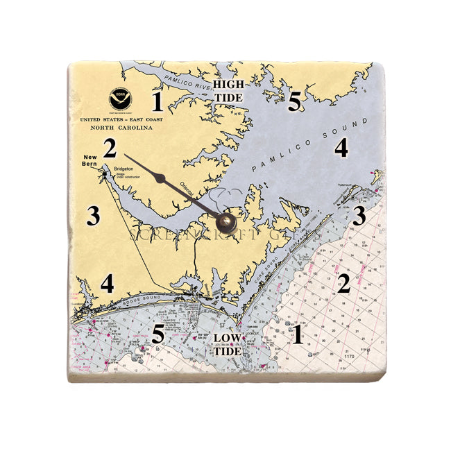 New Bern, NC - Marble Tide Clock