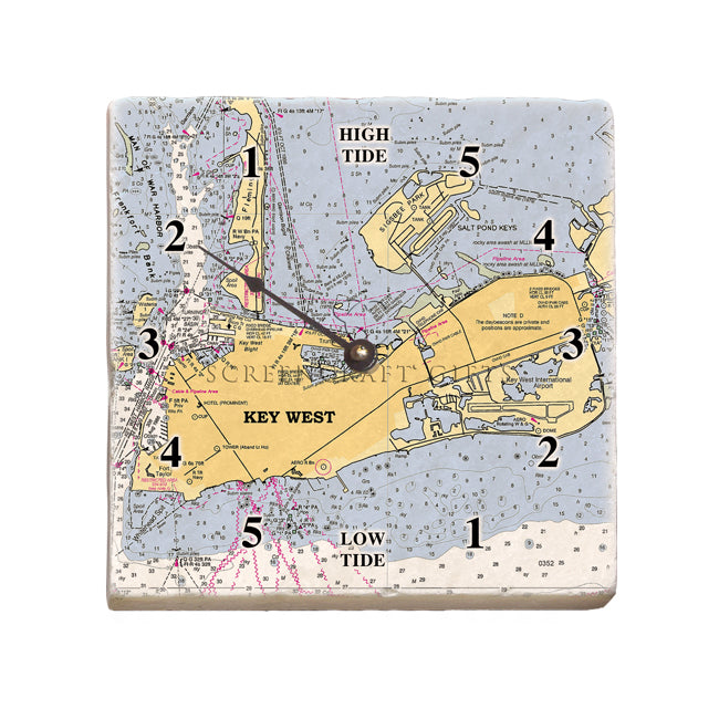 Key West, FL - Marble Tide Clock