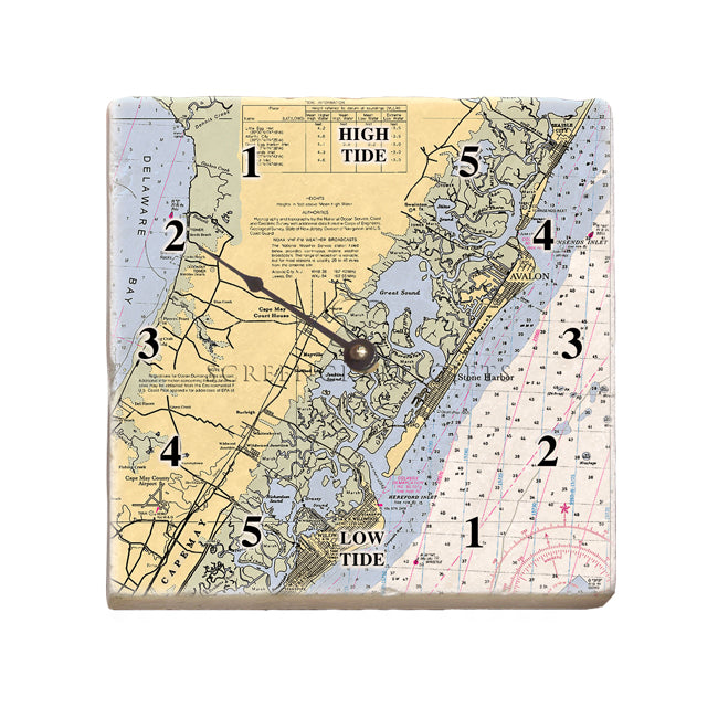 Stone Harbor, NJ - Marble Tide Clock
