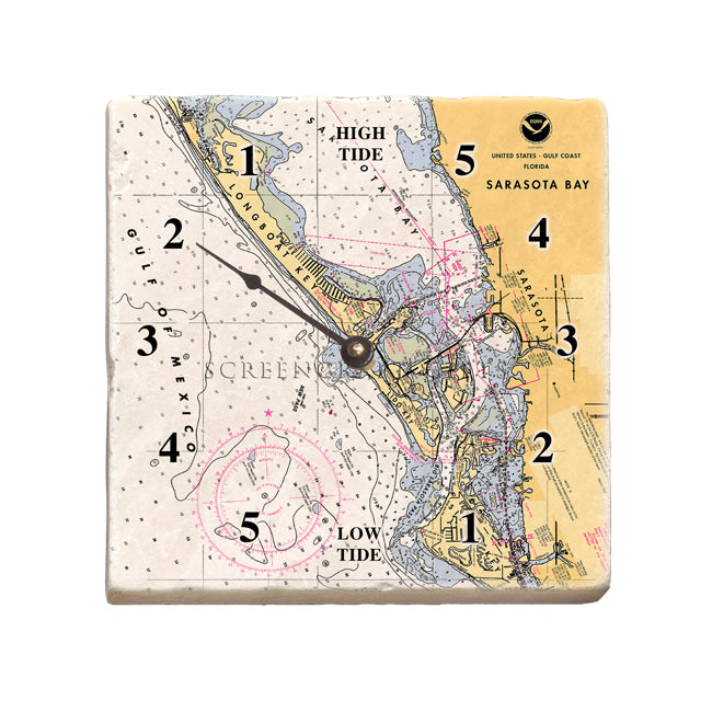 Sarasota, FL  - Marble Tide Clock
