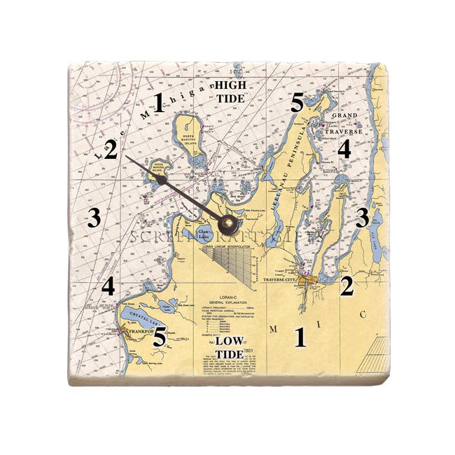 Traverse City, MI -  Marble Tide Clock
