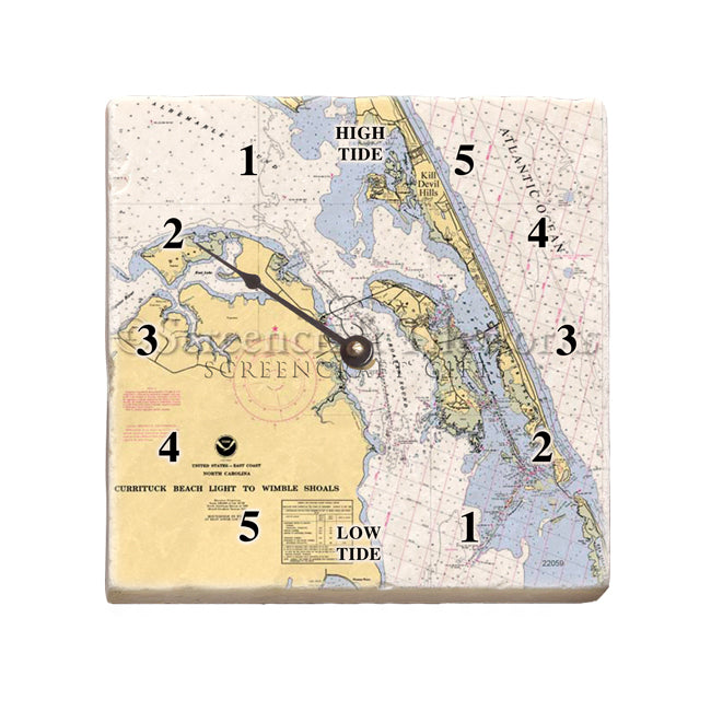 Nags Head, NC - Marble Tide Clock